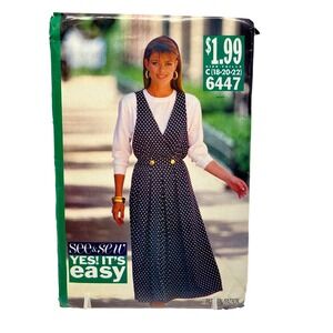 See & Sew 6447 Jumper Top Pattern Womens Sz 18-22 90s Mock Wrap Dress Butterick